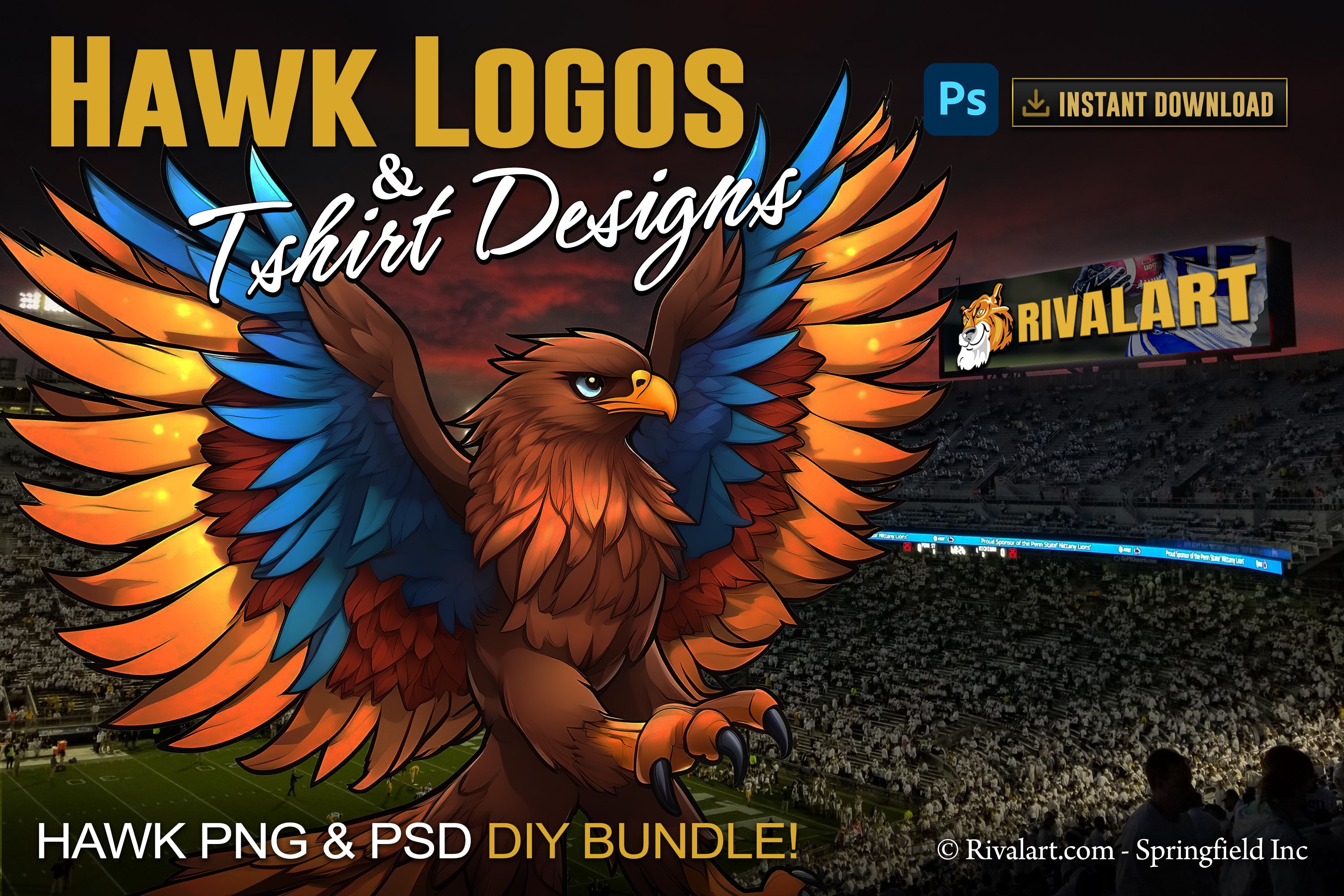 Hawk Logo and DIY T-shirt Design Bundle