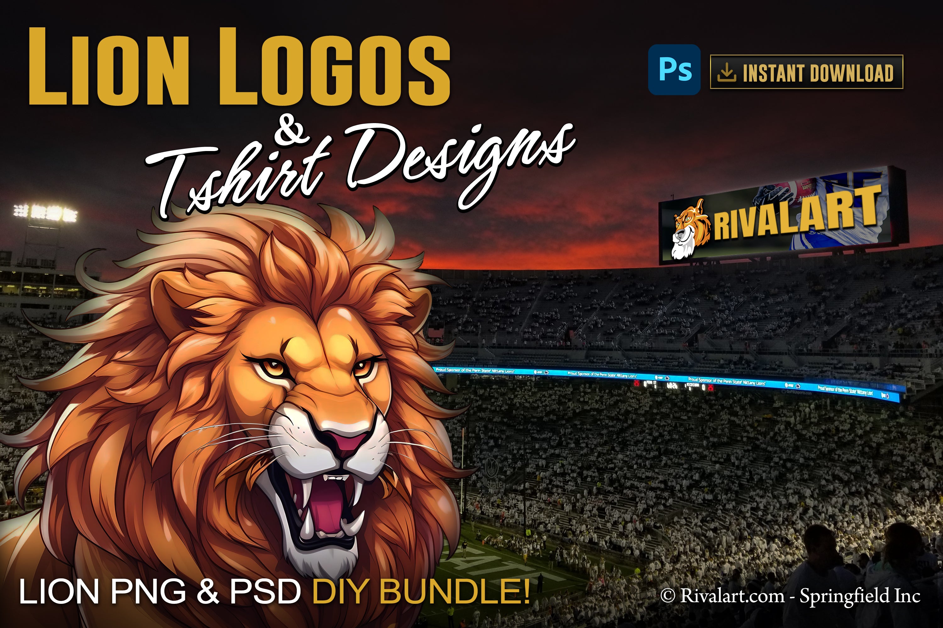 Lion Logo and DIY T-shirt Design Bundle