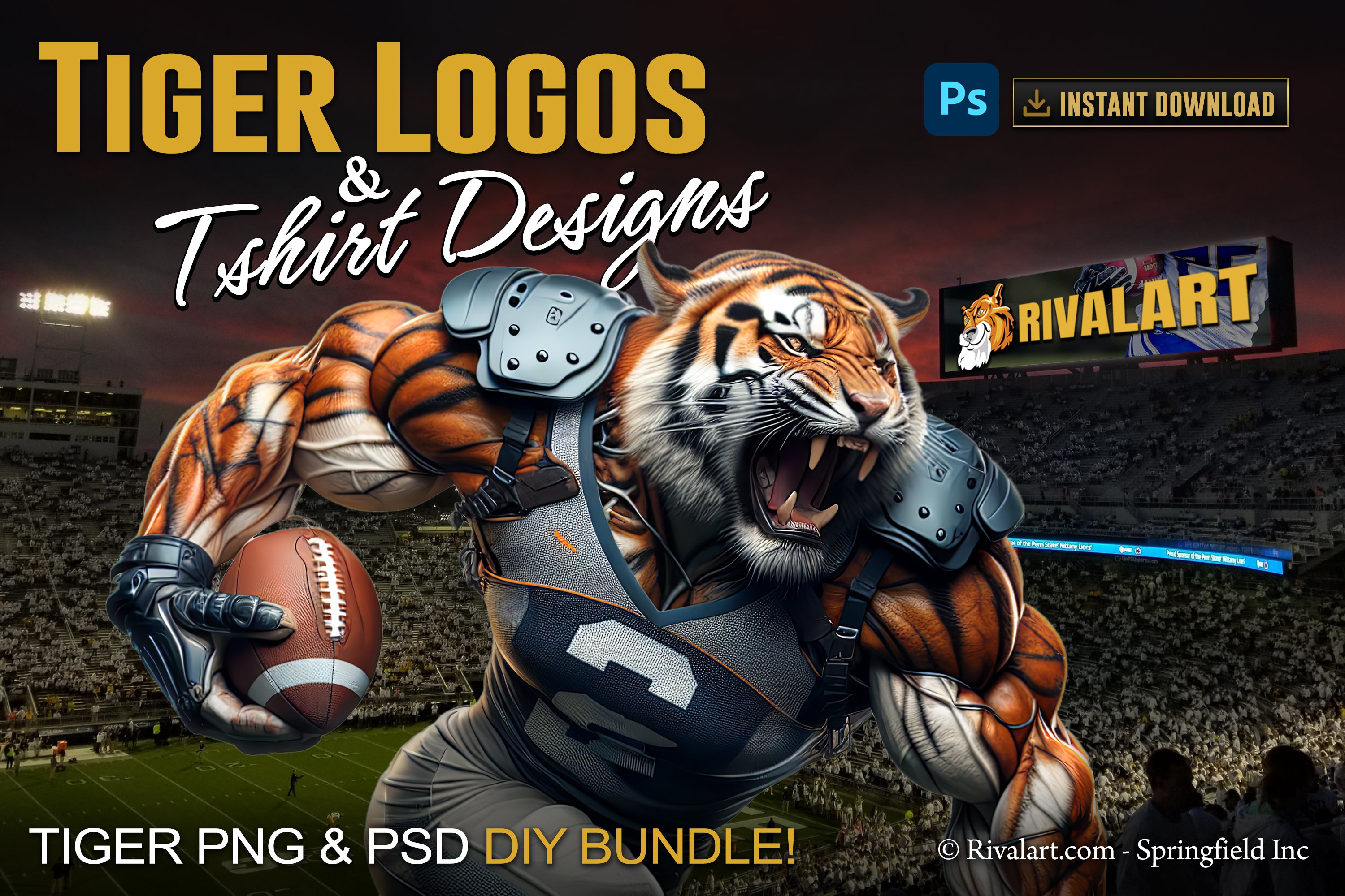 Tiger Logo and DIY T-shirt Design Bundle