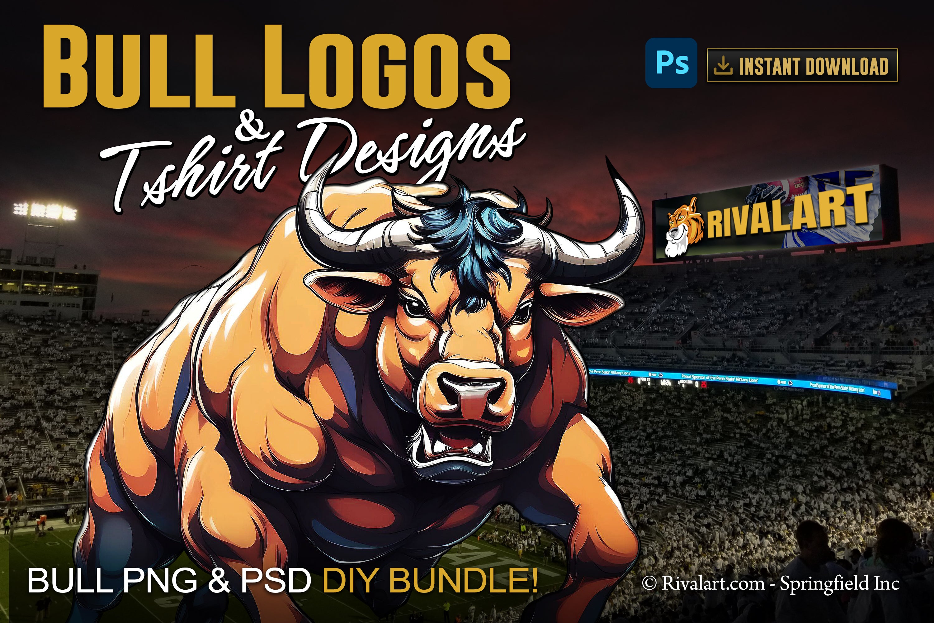 Bull Logo and DIY T-shirt Design Bundle