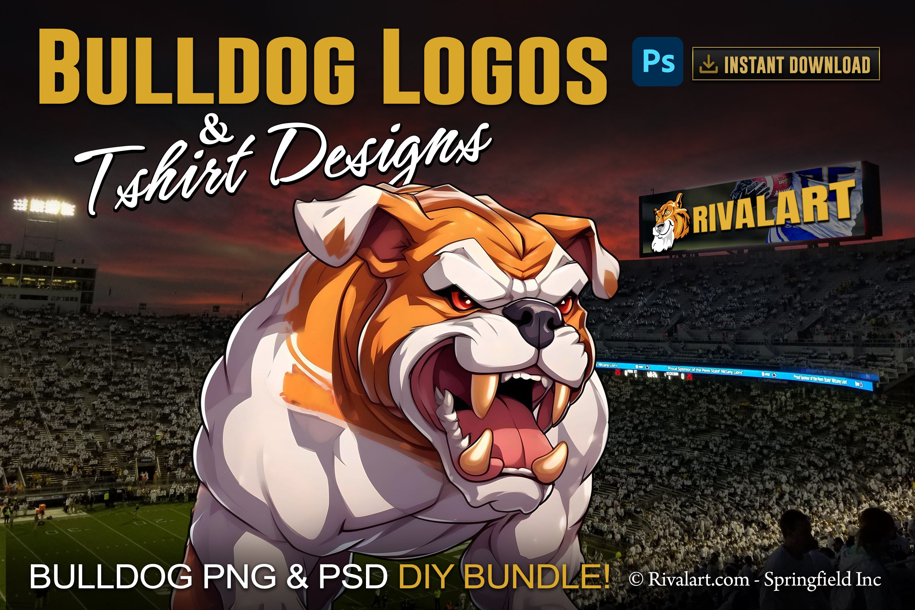 Bulldog Logo and DIY T-shirt Design Bundle