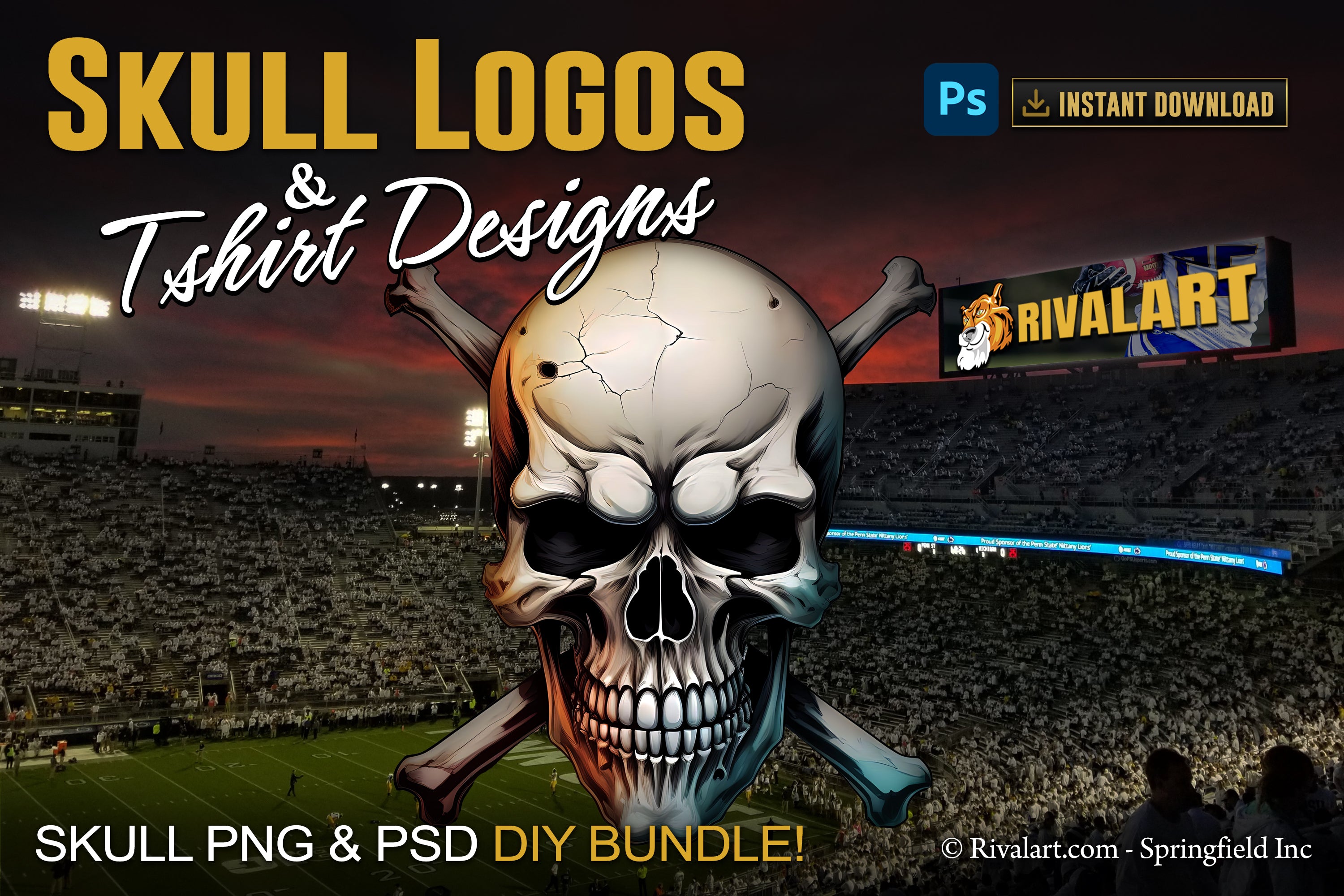 Skull Logo and DIY T-shirt Design Bundle