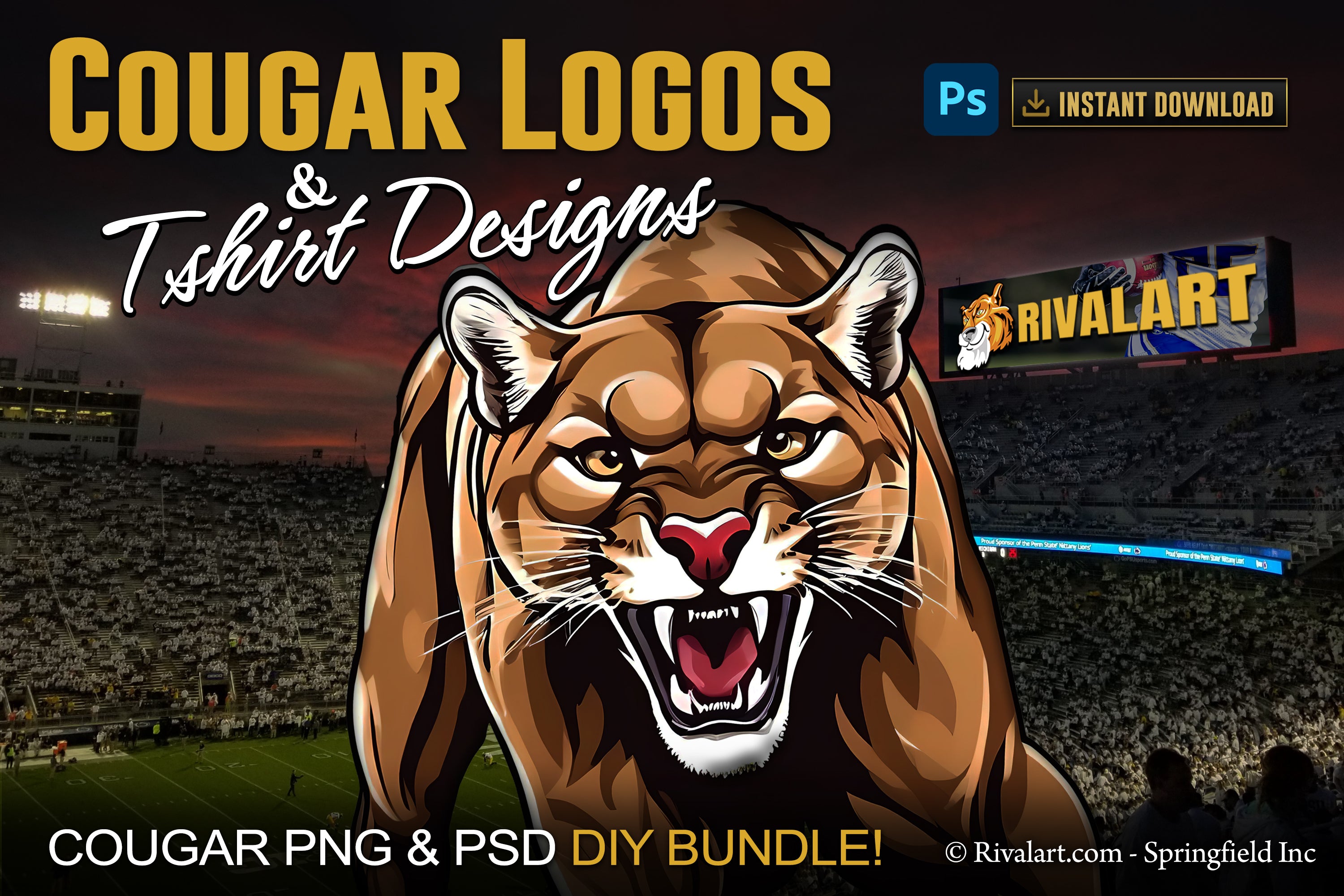 Cougar Logo and DIY T-shirt Design Bundle