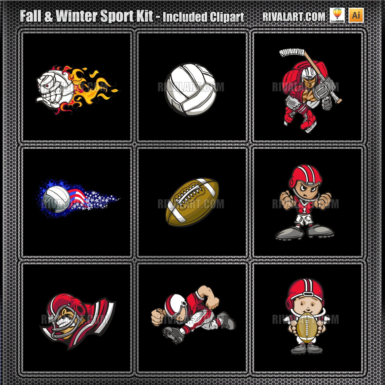 Fall & Winter Sport Kit Bundle for Adobe Illustrator