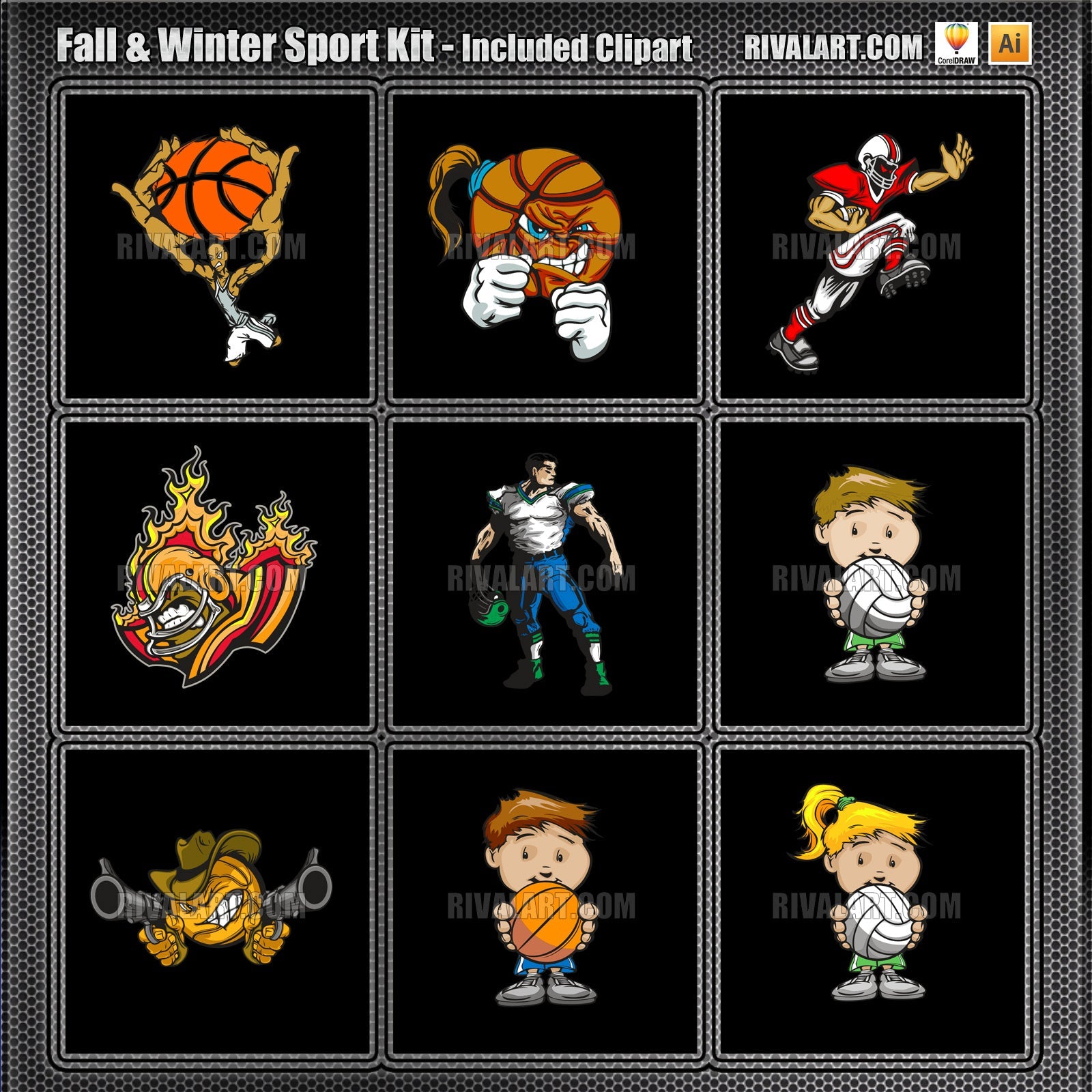 Fall & Winter Sport Kit Bundle for Adobe Illustrator