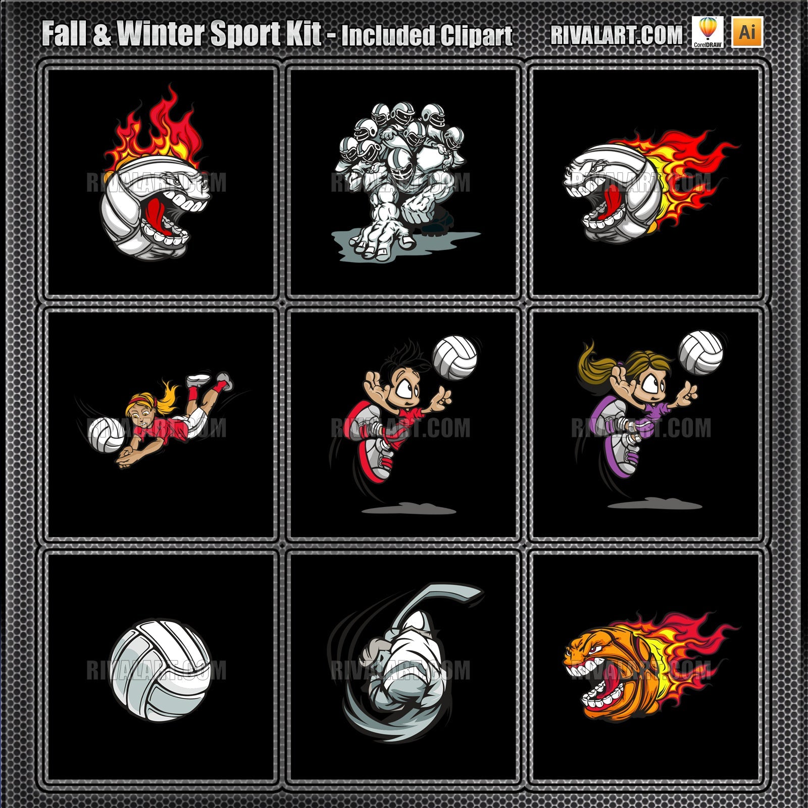 Fall & Winter Sport Kit Bundle for Adobe Illustrator