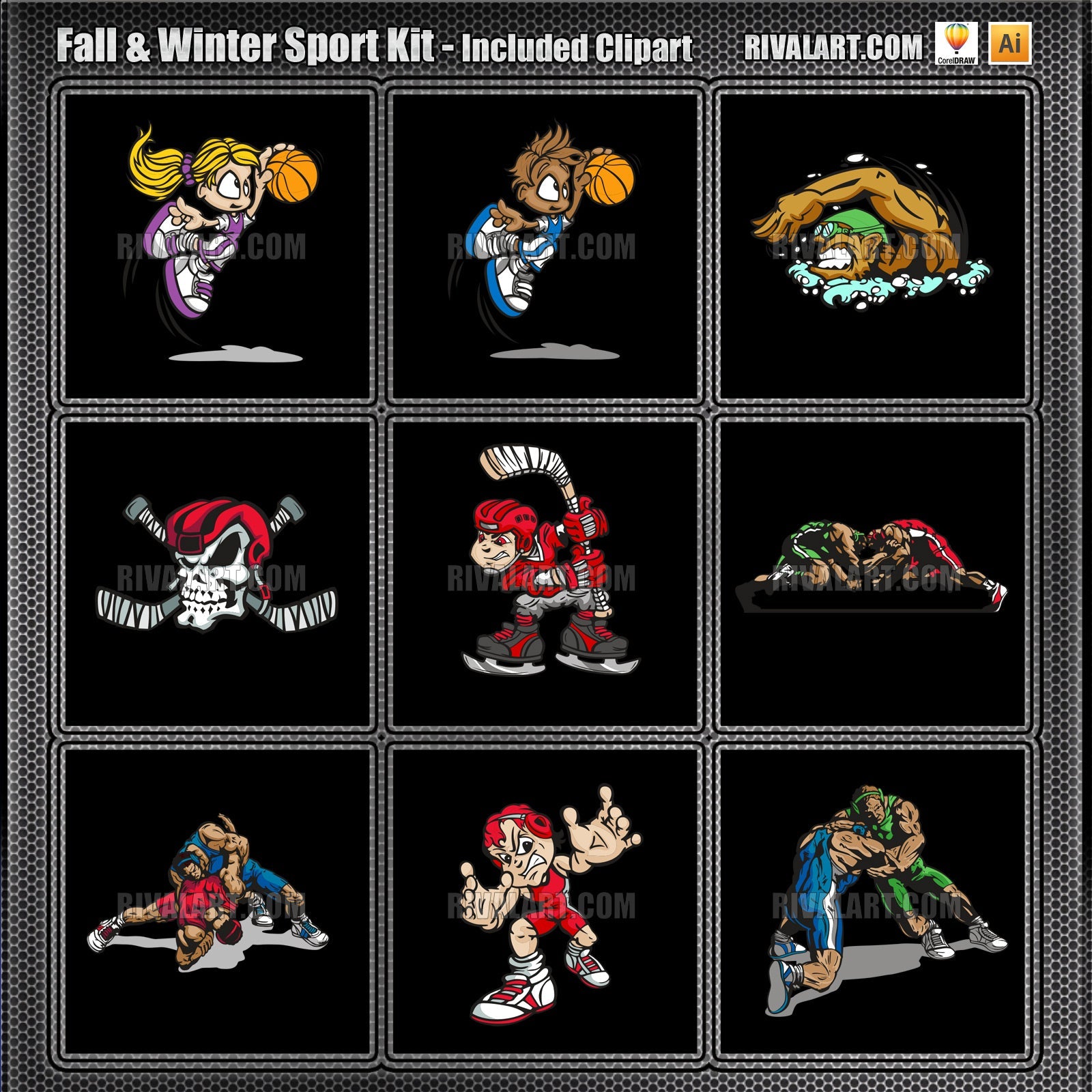 Fall & Winter Sport Kit Bundle for Adobe Illustrator