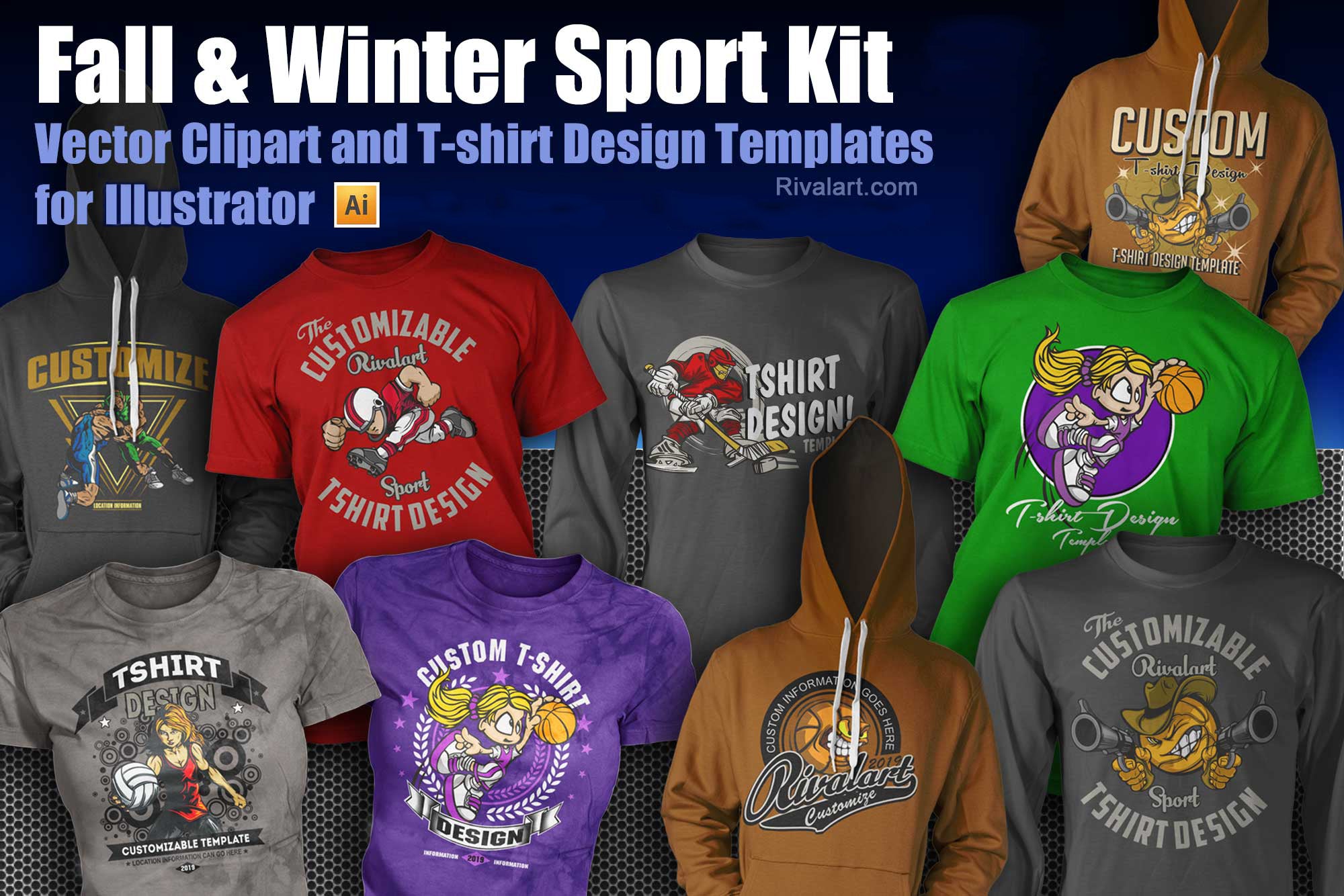 Fall & Winter Sport Kit Bundle for Adobe Illustrator