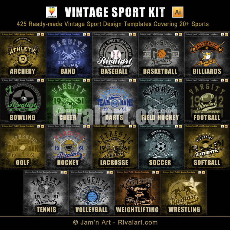 Vintage Sport Kit (for making Adobe Illustrator Logos and T-shirt Designs)