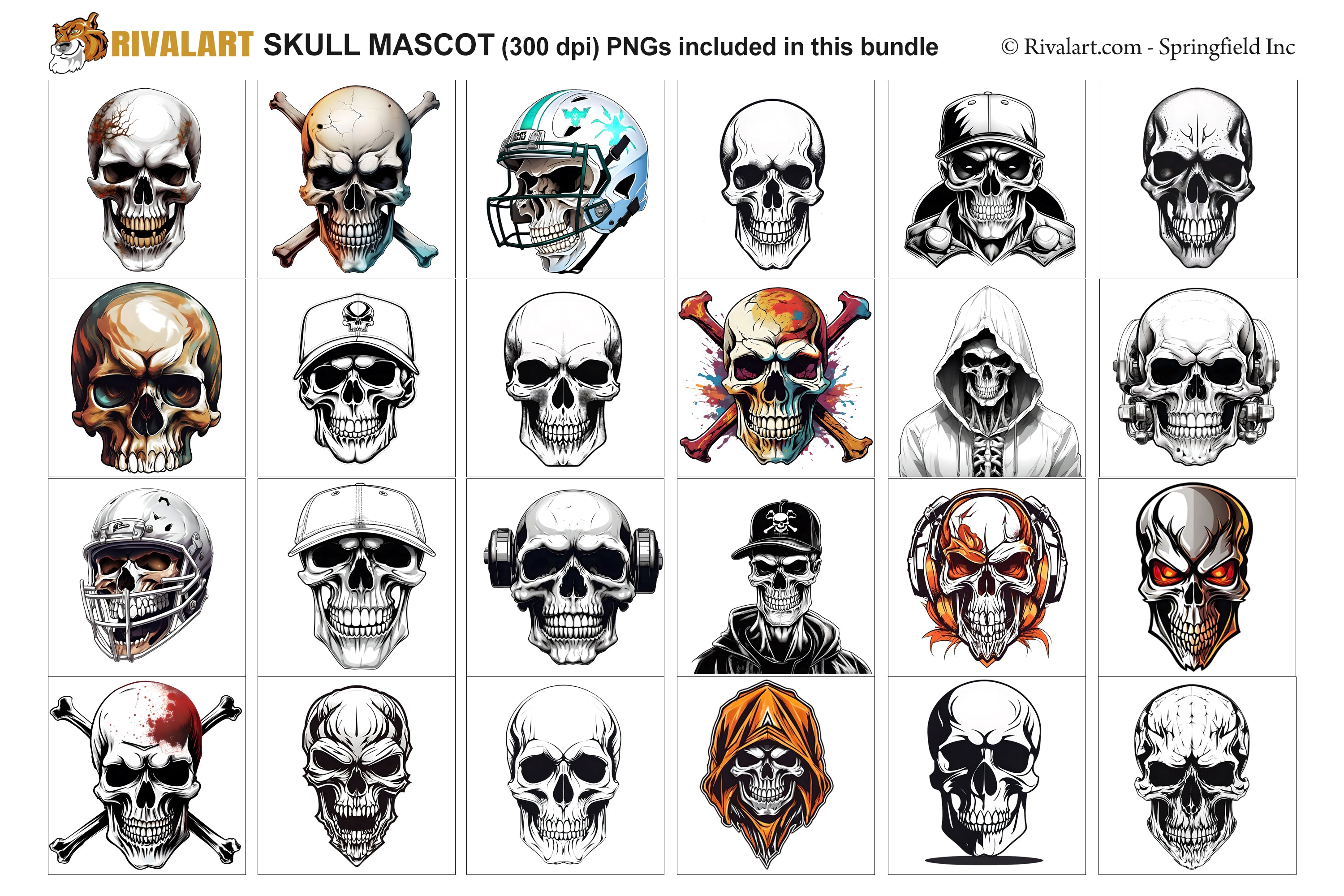 Skull Logo and DIY T-shirt Design Bundle