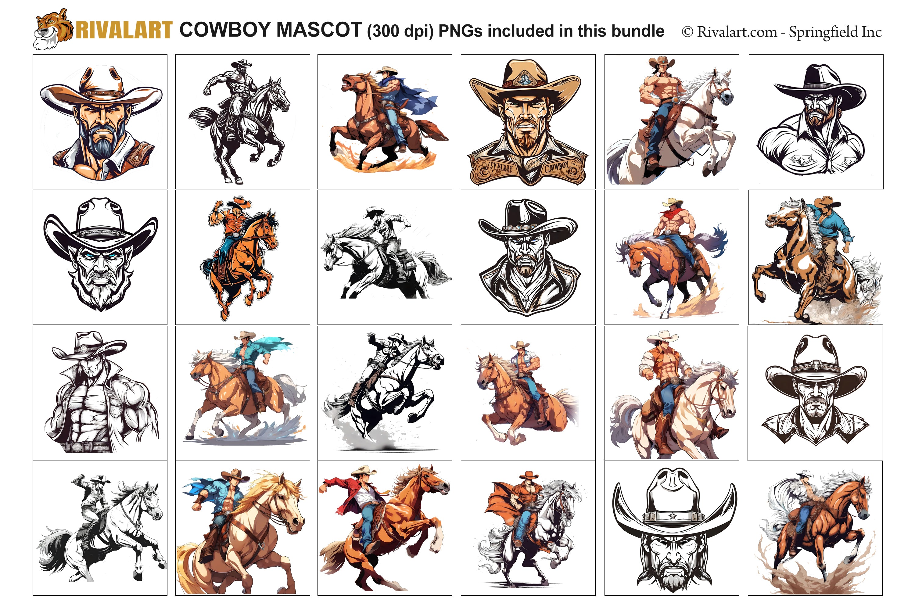 Cowboy Logo and DIY T-shirt Design Bundle