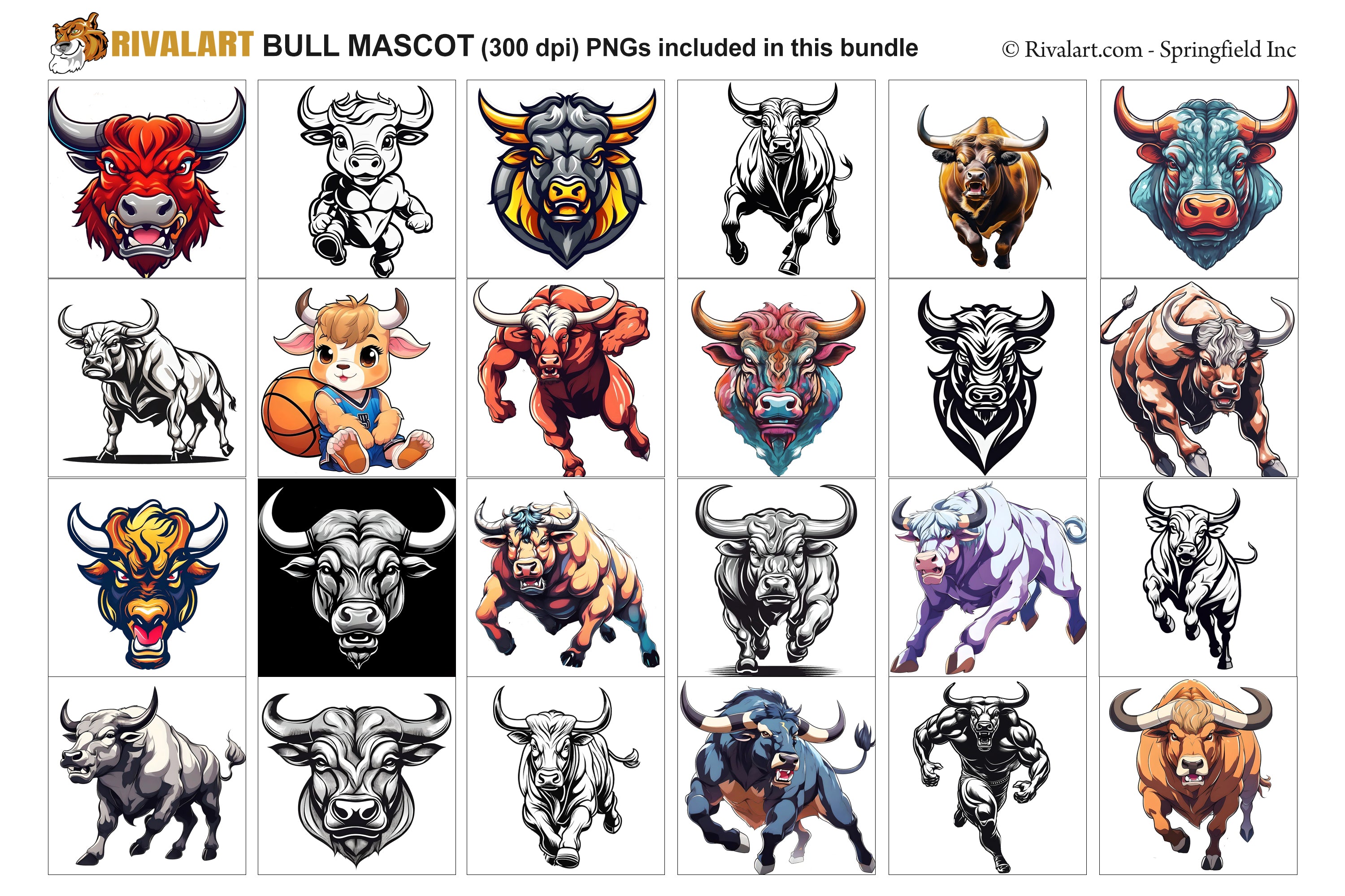 Bull Logo and DIY T-shirt Design Bundle