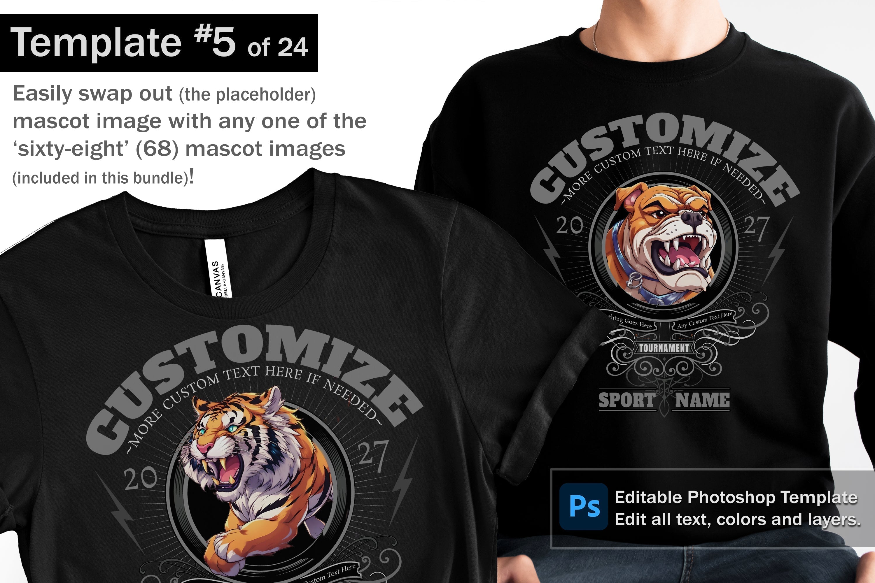 Tiger Logo and DIY T-shirt Design Bundle