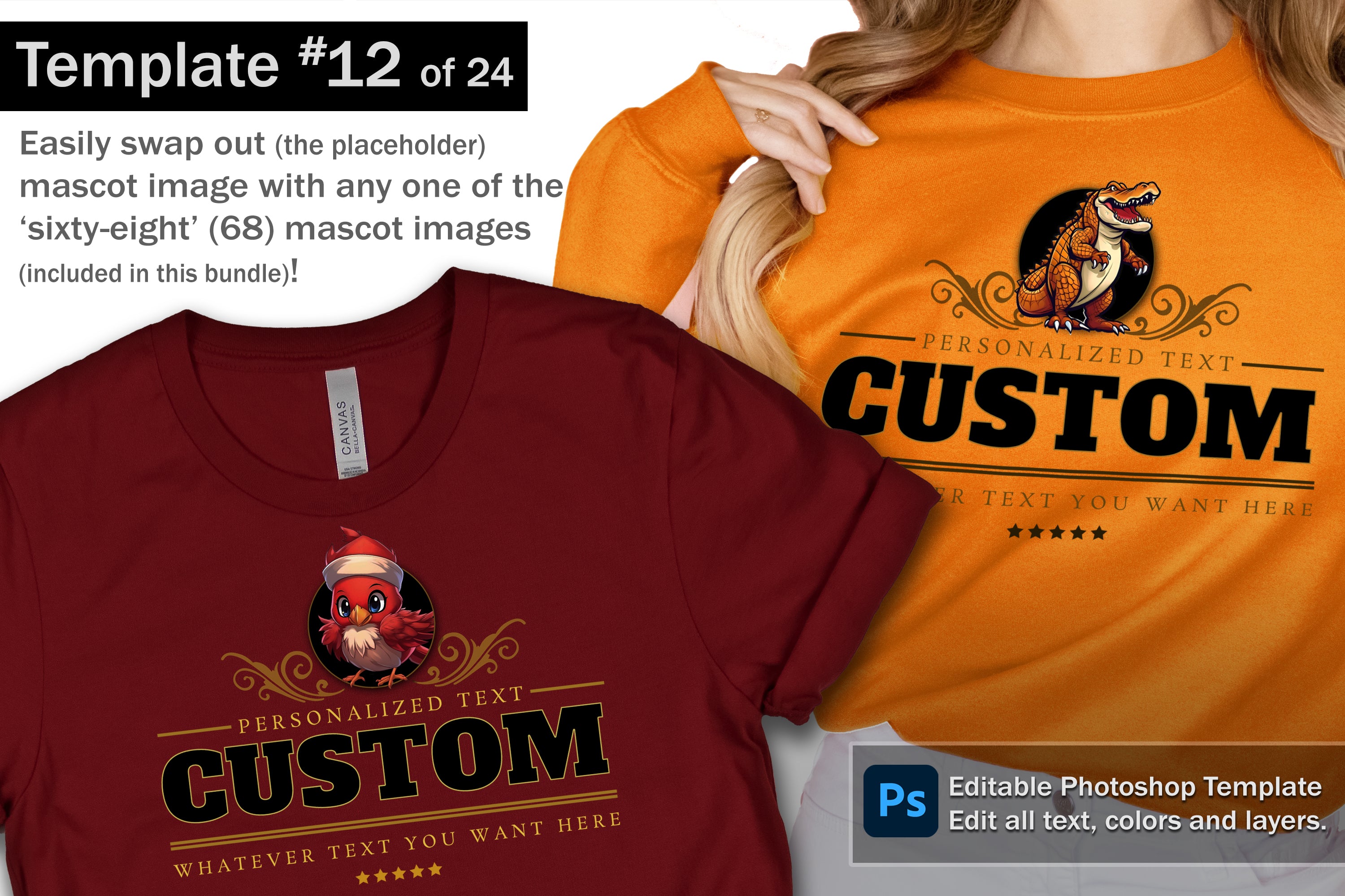 Cowboy Logo and DIY T-shirt Design Bundle