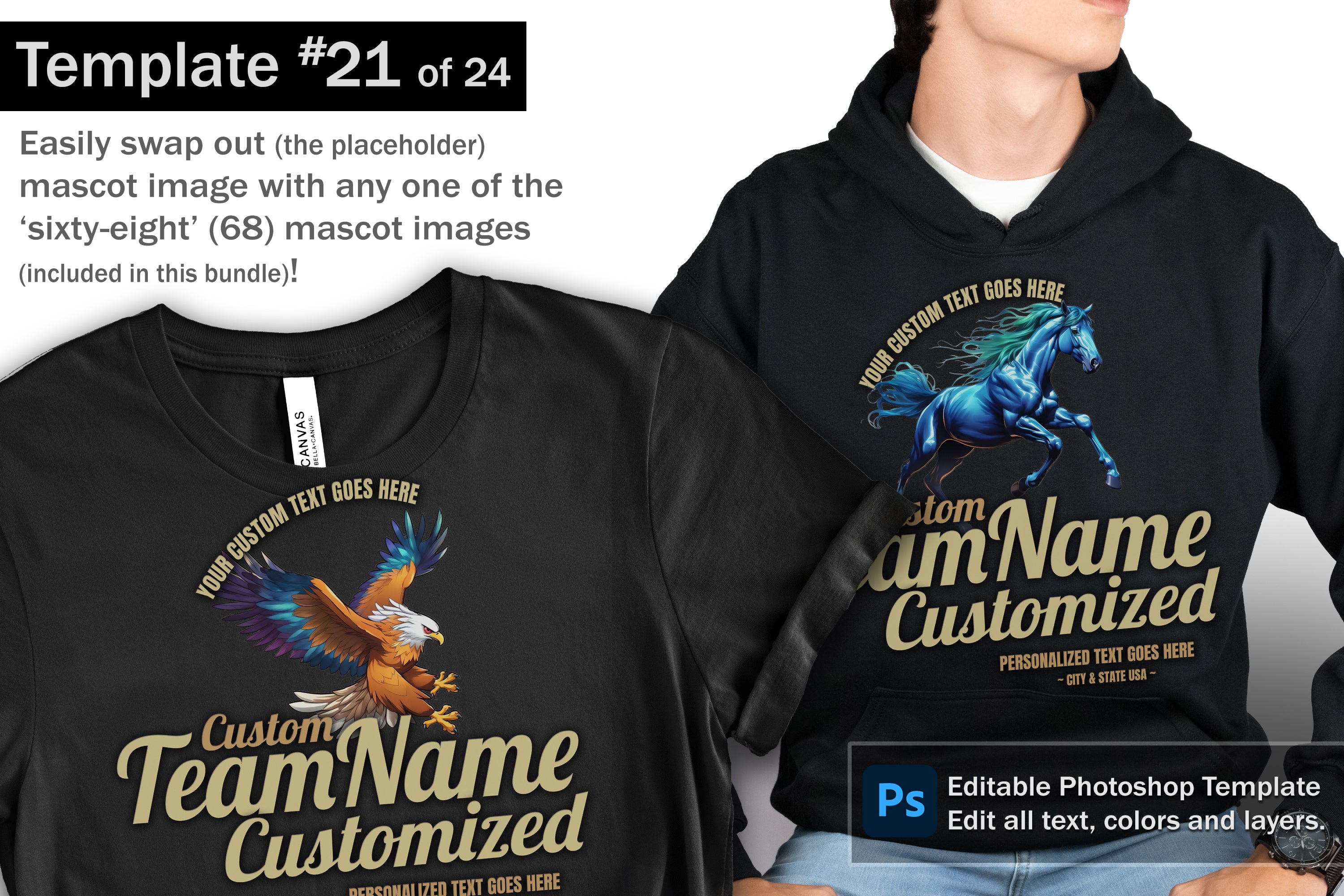 Hawk Logo and DIY T-shirt Design Bundle