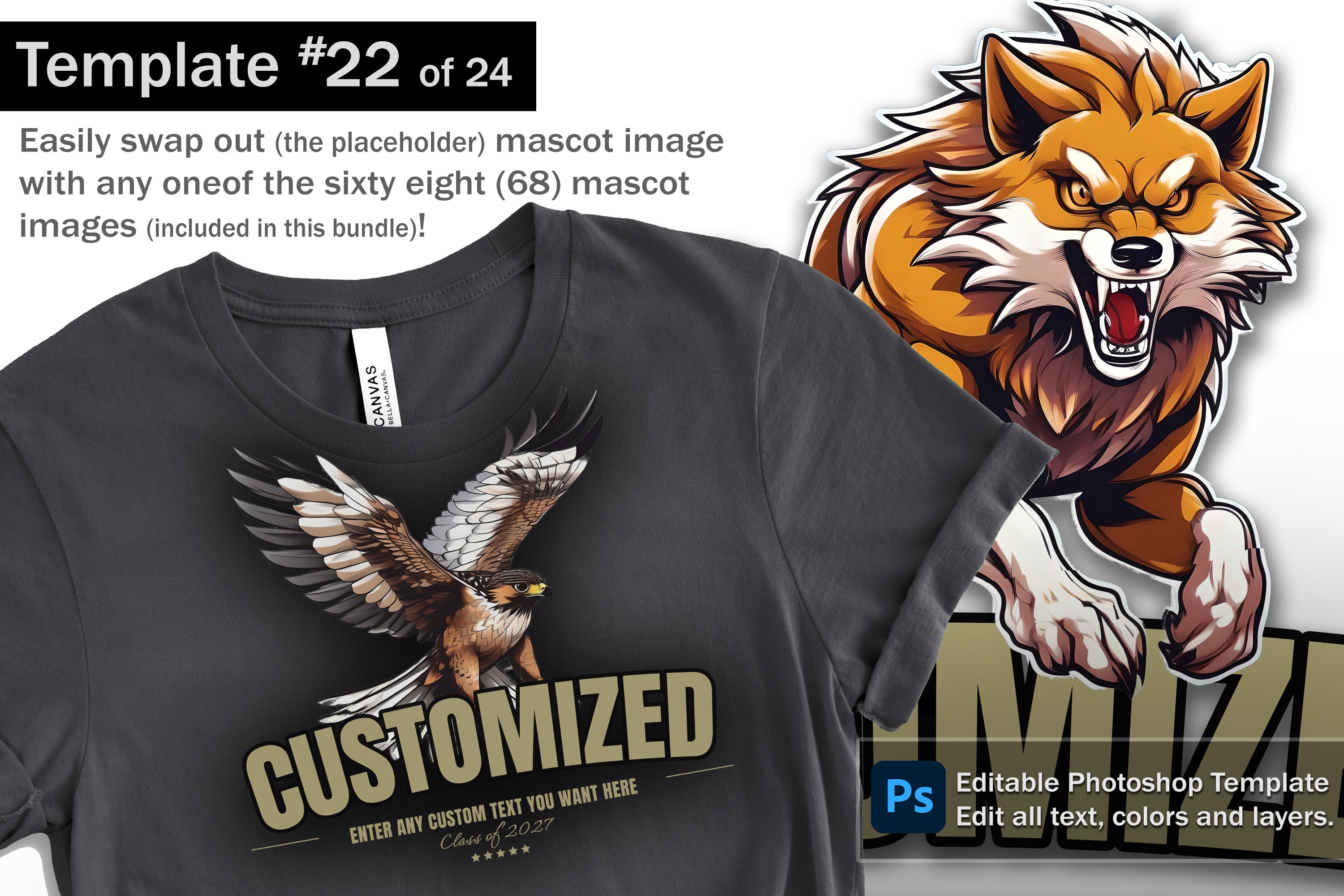 Hawk Logo and DIY T-shirt Design Bundle