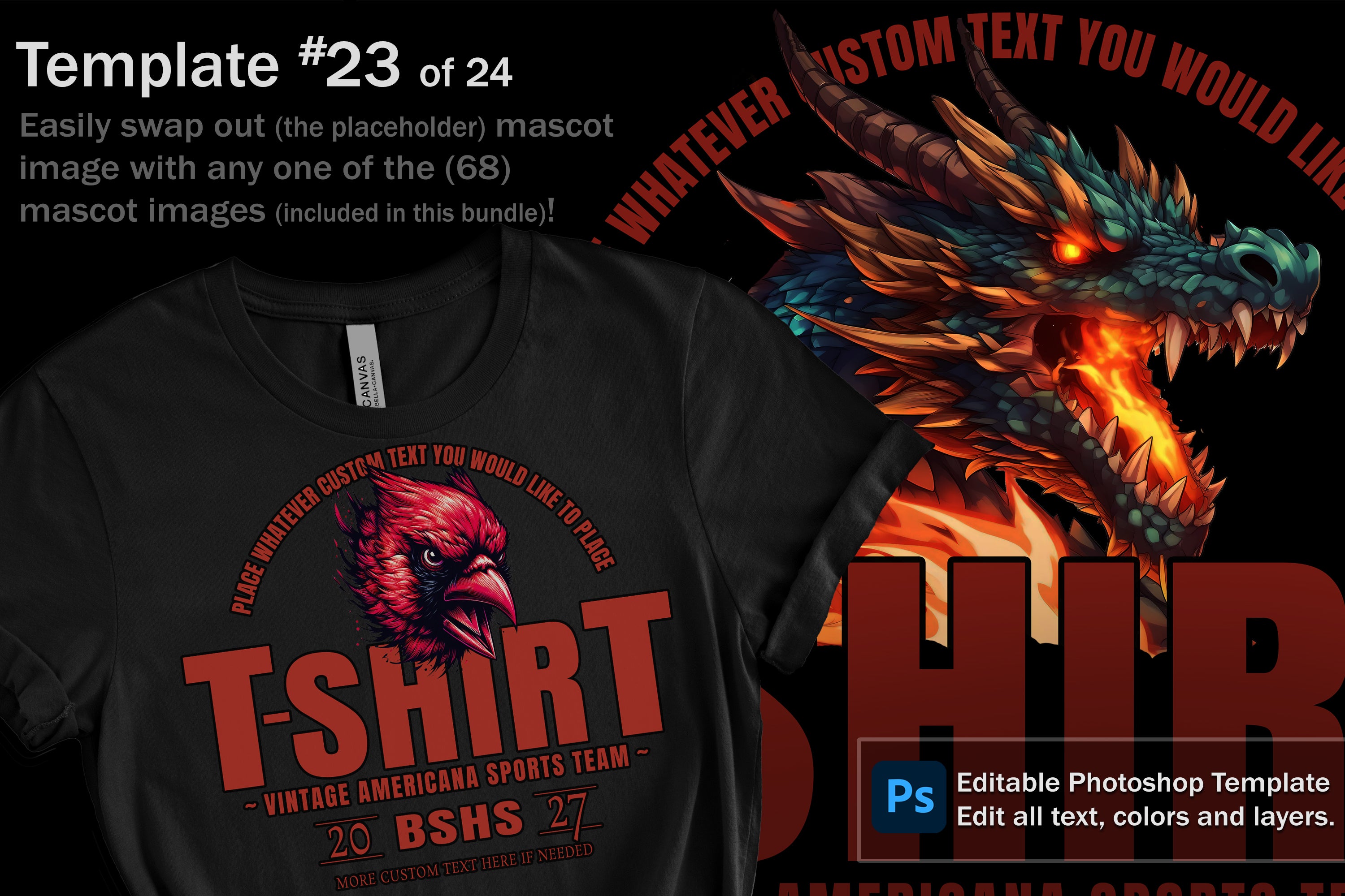 Dragon Logo and DIY T-shirt Design Bundle