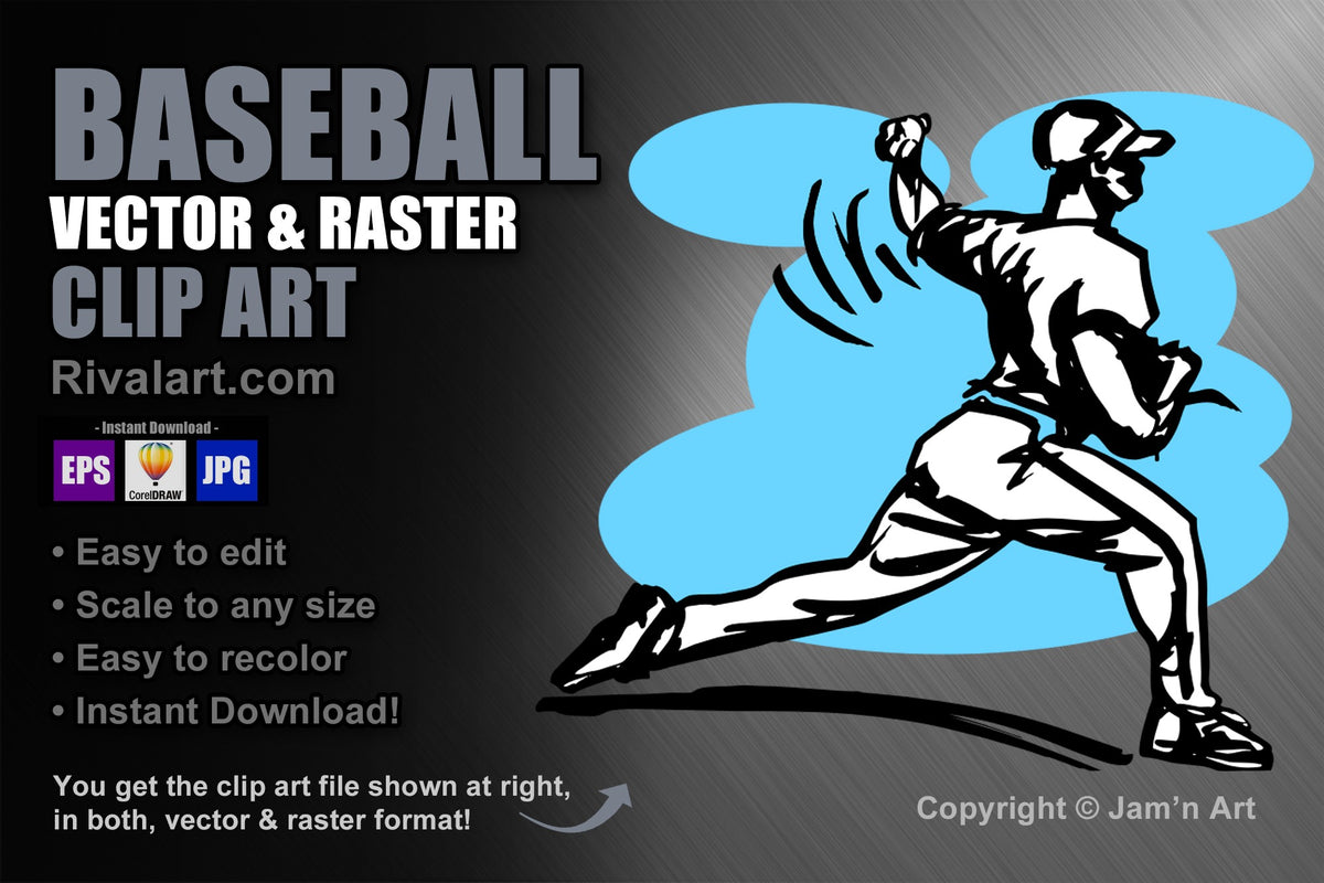 Baseball player line drawing (pitcher / catcher - Stock