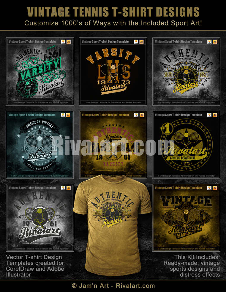 Vintage Sport Kit (for making CorelDraw Logos and T-shirt Designs)