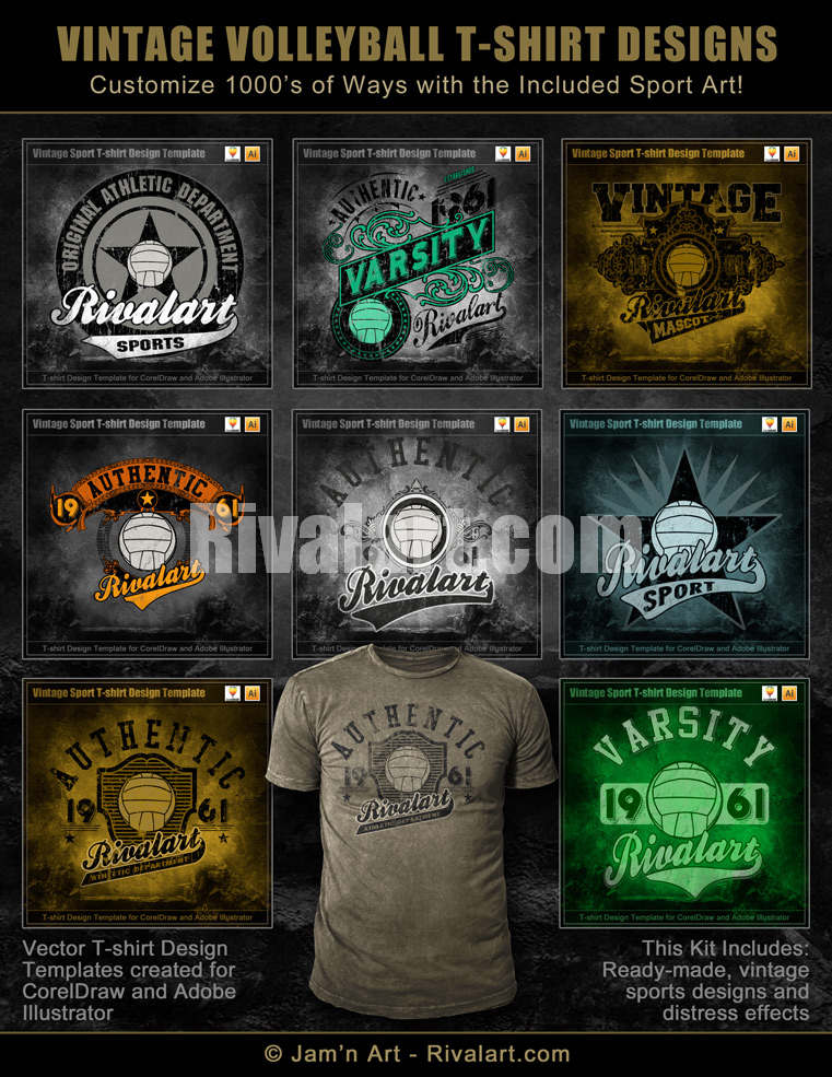 Vintage Sport Kit (for making CorelDraw Logos and T-shirt Designs)