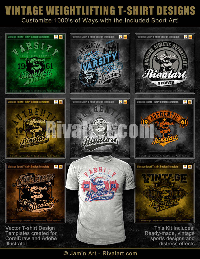 Vintage Sport Kit (for making CorelDraw Logos and T-shirt Designs)