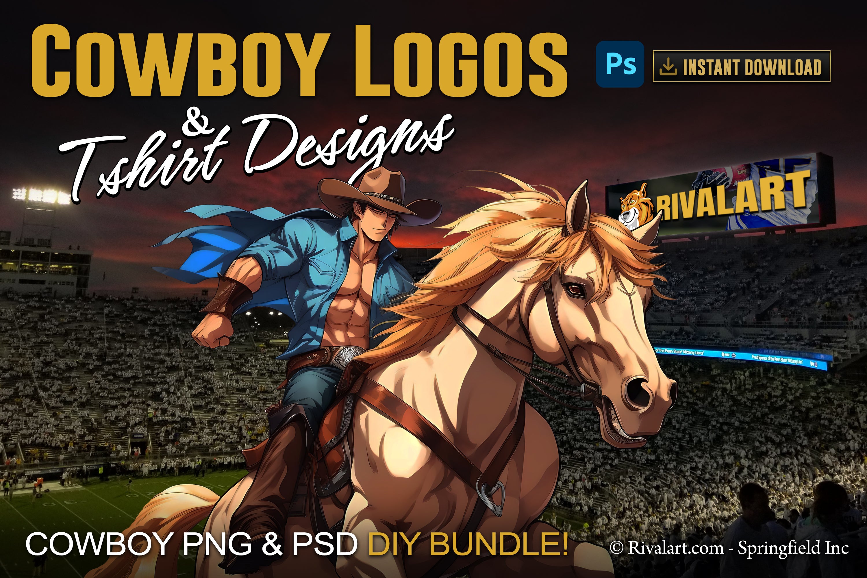 Cowboy Logo and DIY T-shirt Design Bundle