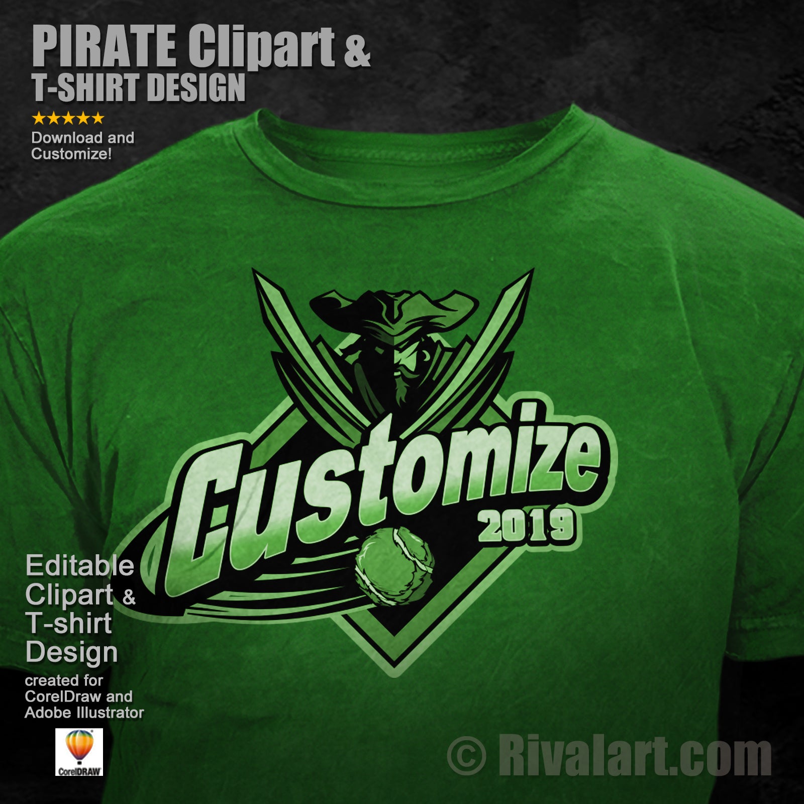 Ph7 Pirate Clipart & Pirate T-shirt Design LFT 04 – Rivalart