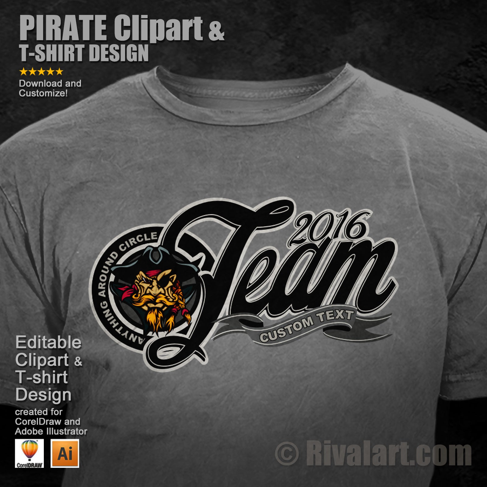 Ph7 Pirate Clipart & Pirate T-shirt Design LFT 06 – Rivalart