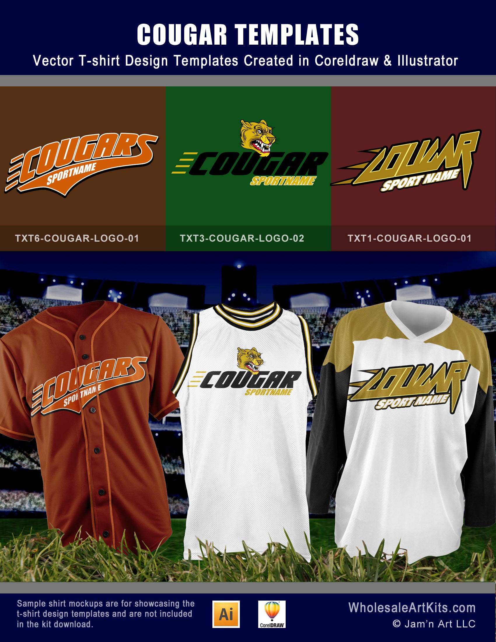 Hometown Mascot  Logos and T-shirt Design Bundle Kit for CorelDraw
