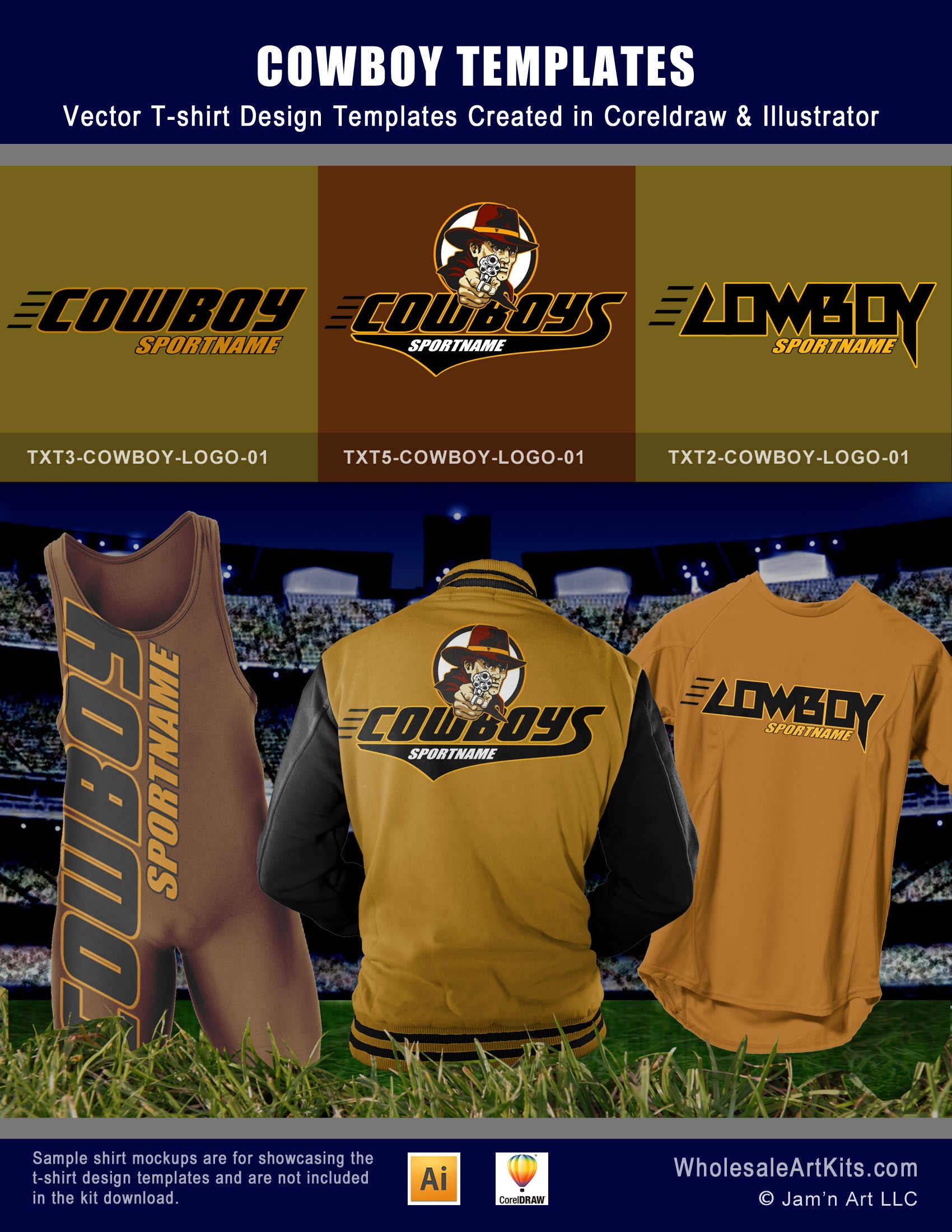 Hometown Mascot  Logos and T-shirt Design Bundle Kit for CorelDraw