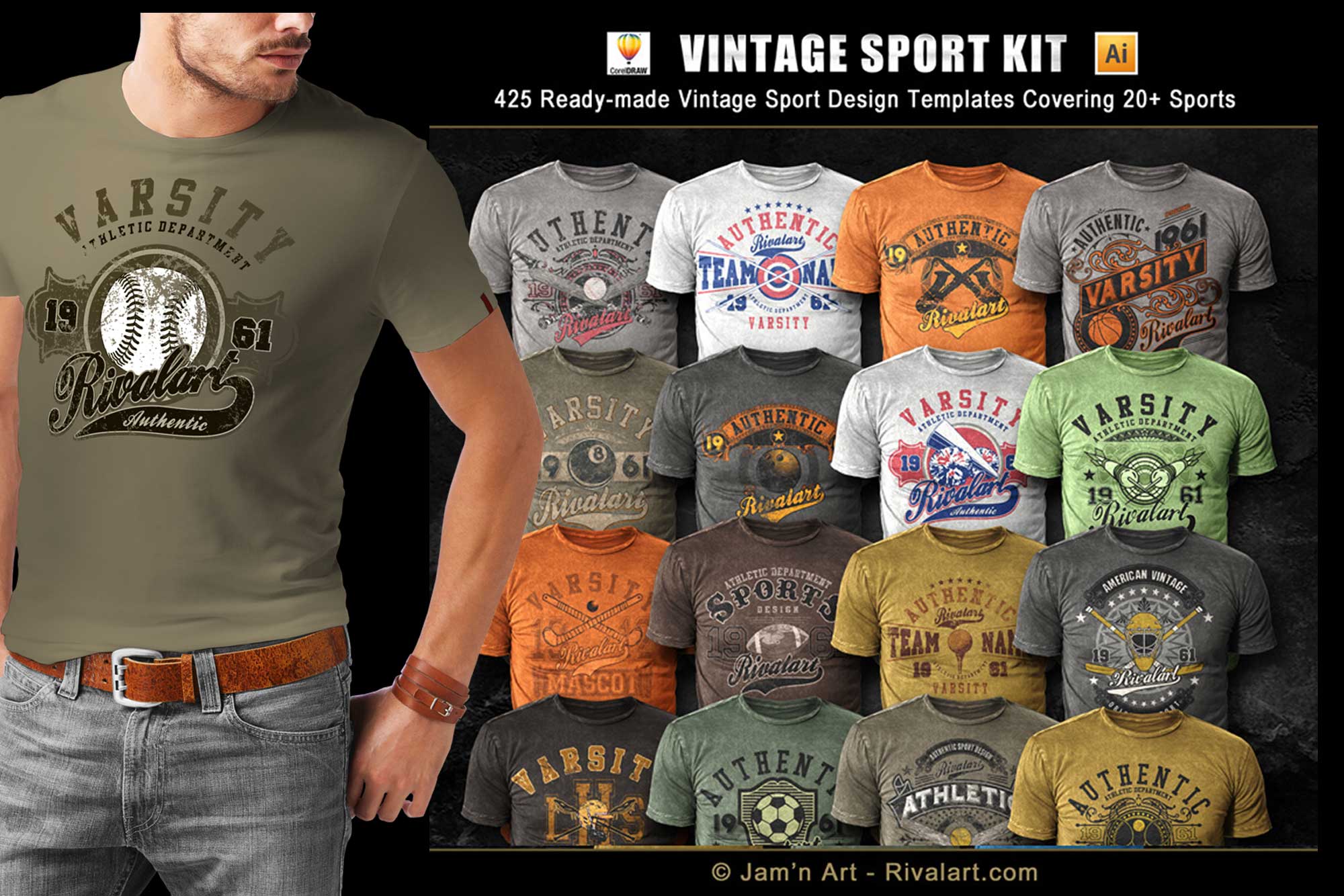Vintage Sport Kit (for making CorelDraw Logos and T-shirt Designs)